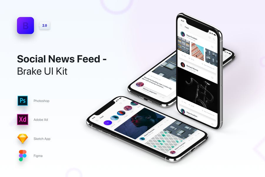 Kit UI de freio 2.0 Feed de noticias de midia social