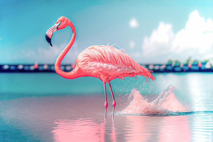 imagem de flamingo gratis. um flamingo rosa parado na água