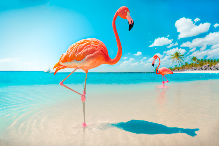 imagem de flamingo na praia feras do design