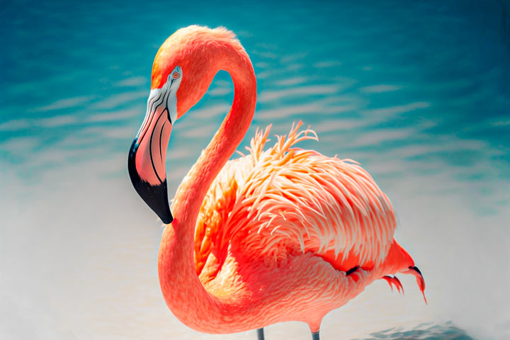 imagem de lindo flamingo com agua ao fundo