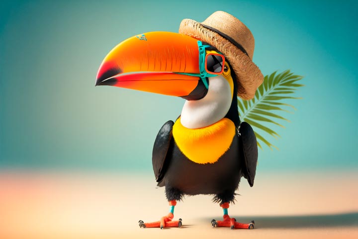 tucano de chapeu e oculos feras do design imagens de verão grátis